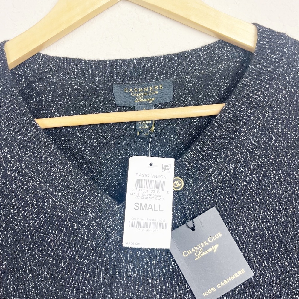 Charter Club Basic V Neck Cashmere Sweater Size Small - Picture 4 of 6